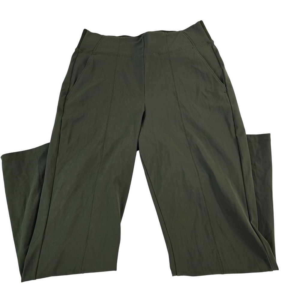 Athleta Cosmic Kick Flare‎ Pants Olive Green High Waist Womens Size 6